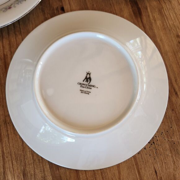 Crown Ming Fine China Windsor 4 Salad Plates 7.5" Jian Shiang Floral Pattern - Picture 5 of 8